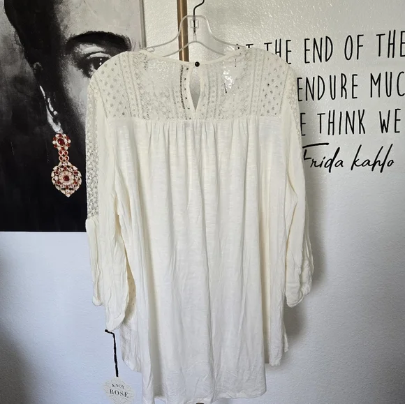 NWT Knox Rose Lace Detailing 3/4 Sleeve Top Color Ivory Size XXL - Picture 6 of 7